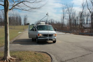 A van outfitted with special equipment to track methane.