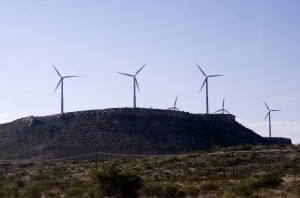 Wind turbines provide a sustainable source of energy in that they don't emit carbon dioxide or require water. Photo by KUT News