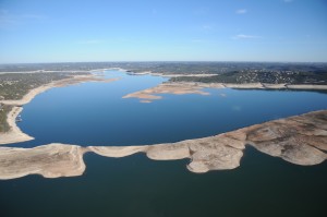 The extreme drought and 2011 releases to farmers lowered levels in Lakes Buchanan and Travis (pictured) in Central Texas.