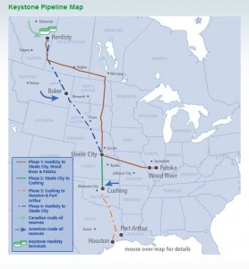 Click here to see a larger version of a map showing the original Keystone XL pipeline route.