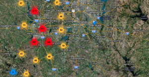 A map of the hydraulic fracturing disposal wells in North Texas.