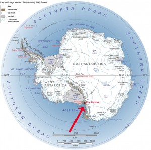 Garwood Valley lies within the McMurdo Dry Valleys region of Antarctica.