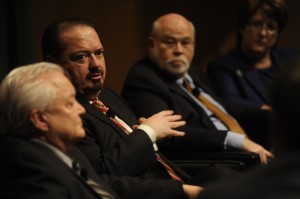 Rep. Rene Oliveira, second from left, attending a forum on eminent domain at the Texas Tribune Festival 2012. Oliveira filed a bill to overhaul eminent domain in Texas this year. 