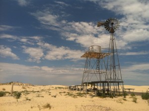 An old windmill at Monahans Sand Hills State Park.