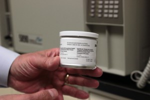 Air pollution in a can: air sample awaiting analysis at UT School of Public Health