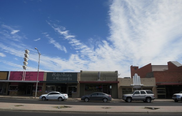 Downtown Odessa Texas, despite having a roaring hot economy, some storefronts remain empty in the oil-rich Permian Basin. 