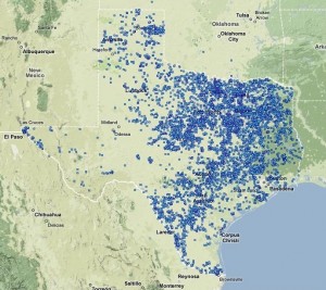Texas has more dams than any other state in the country. This is a map of Texas dams from the USACE. 
