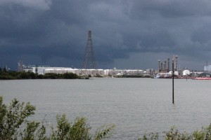 Tanks along the Houston Ship Channel can be 200 feet wide and seven stories high