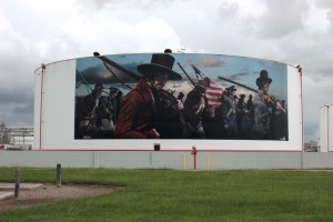 Petrochemical tanks in Deer Park are used for mural depicted Battle of San Jacinto which took place nearby