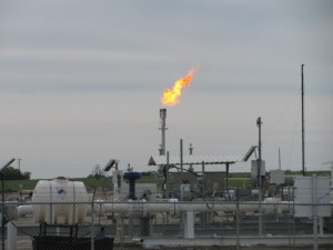 Vented natural gas burns at processing facility in DeWitt County