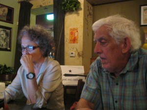 Linda Curtis of Independent Texans and Jerry Locke of the Texas Drought Project watch the election returns roll in Tuesday evening. Both groups opposed the measure. 
