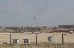 Flaring at a well in Brazos County, Texas.