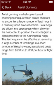 Texas A&M Agrilife's feral hog management app will give you a recipe for bait, teach you how to build a snare, and even has a section on "pork-chopping," hunting feral hogs from helicopters. 