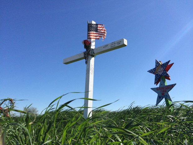 Memorials near the site of the explosion in the town of West, Texas. 