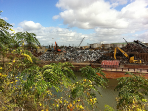 Metal shredding facility along bayou in East End.