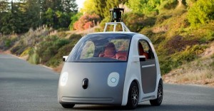 A "very early version" Google's prototype vehicle. The self-driving car doesn't include a steering wheel.