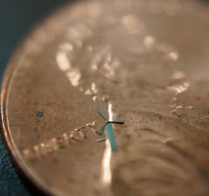 One of the micro-windmills placed on a penny. UT Arlington 
