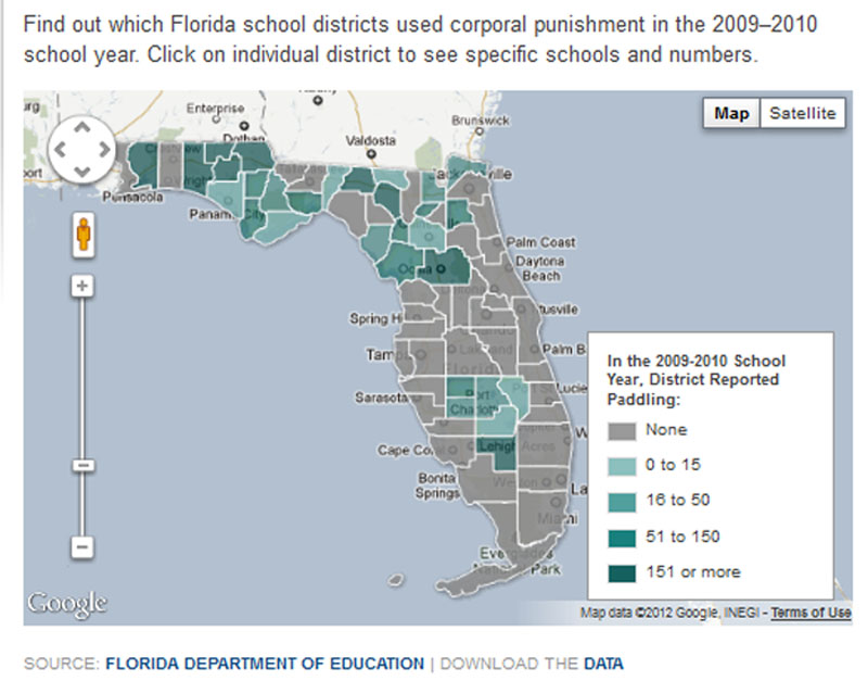 CorporalPunishmentMap StateImpact Florida