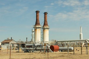 A natural gas compressor plant in northwestern Oklahoma.