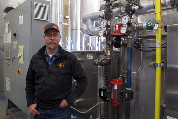 J.D. Drennan in 46 Grain's new malting facility just outside of Ames, Oklahoma.