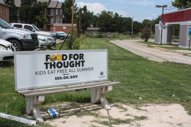 The Oklahoma State Department of Education is trying to spread awareness of the summer feeding program through bus benches and radio PSAs.