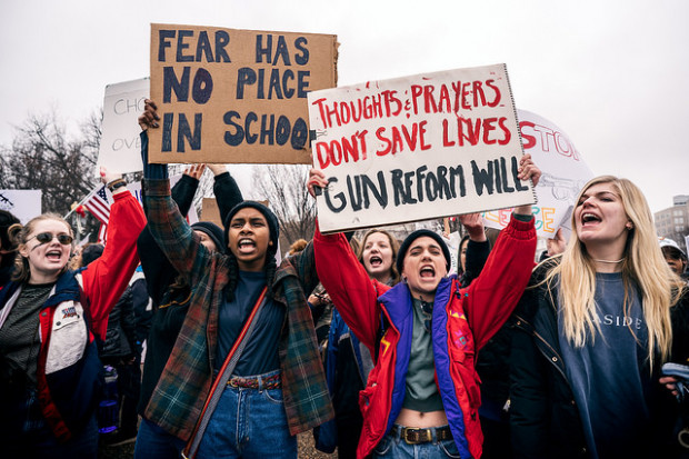 A demonstration in Washington, D.C., organized by Teens For Gun Reform in the wake of the Feb. 14, 2018, shooting at Marjory Stoneman Douglas High School in Parkland, Fla.
