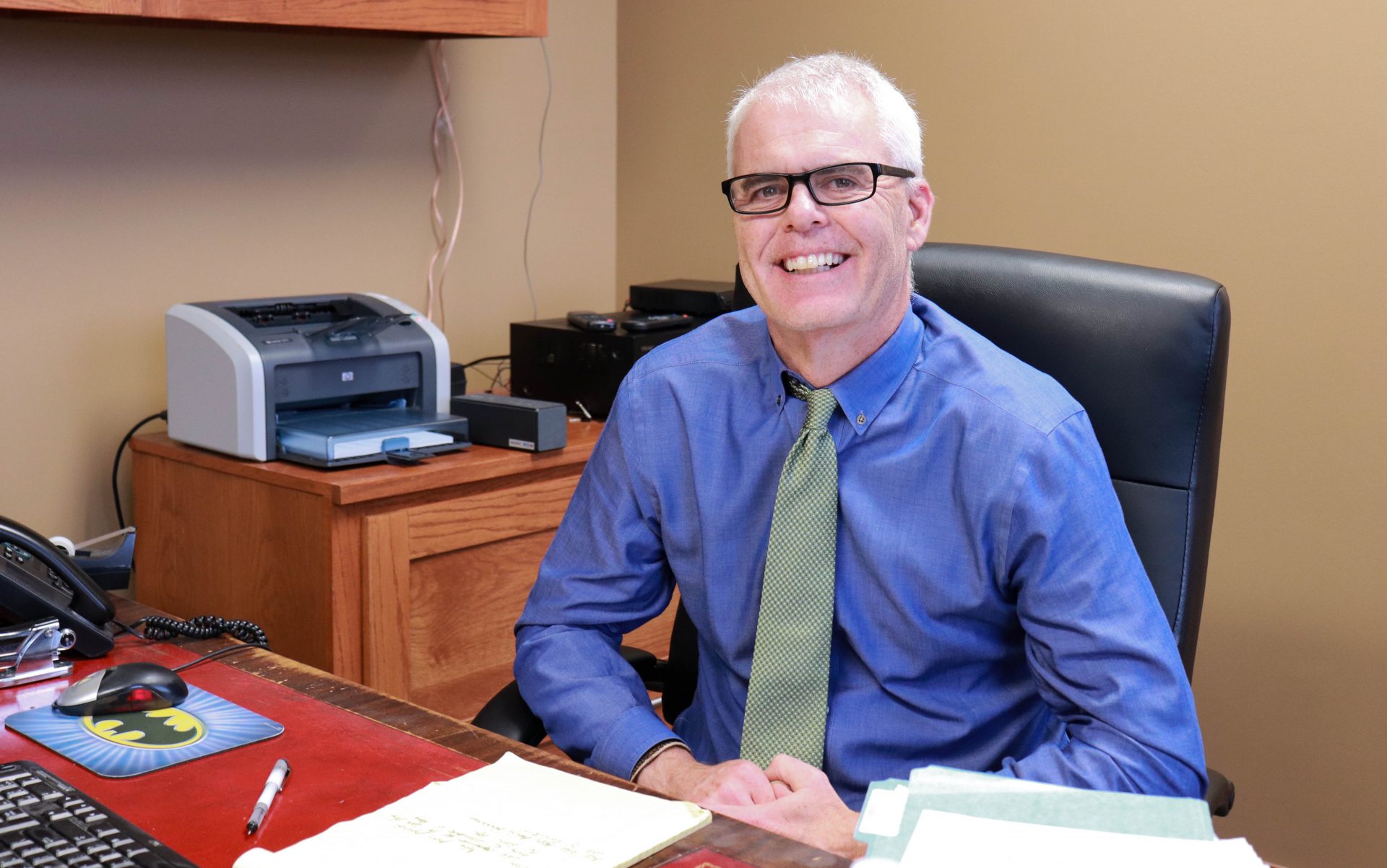 Doug Drummond sits in his Tulsa office. 