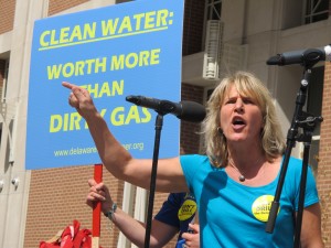 Maya von Rossum with the Delaware Riverkeeper Network speaks at "Shale Gas Outrage."