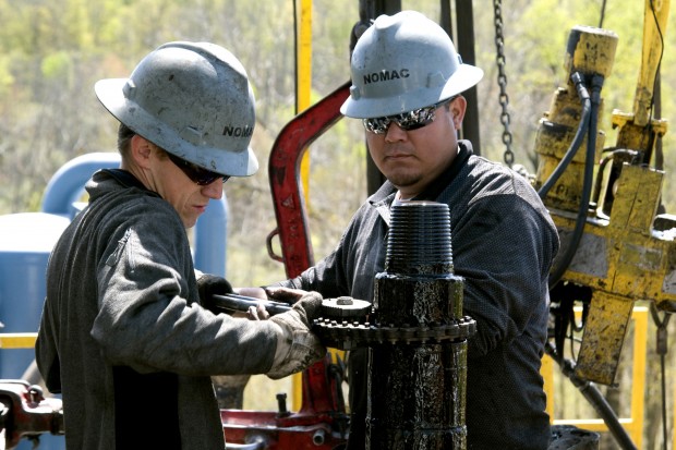 Workers at a natural gas site in Bradford County.
