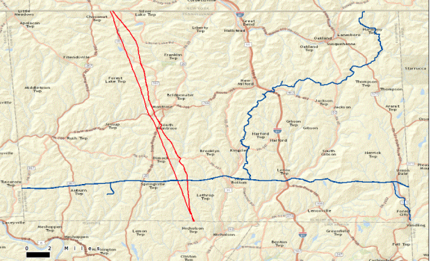 This map of interstate pipelines currently running through Susquehanna County is all that's available to the public on PHMSA's website.
