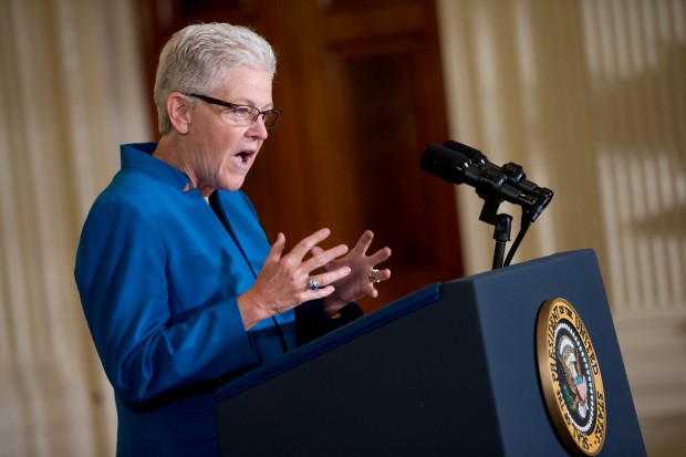 Environmental Protection Agency (EPA) Administrator Gina McCarthy speaks in the East Room at the White House in Washington, Monday, Aug. 3, 2015, before President Barack Obama spoke about his Clean Power Plan. The president is mandating even steeper greenhouse gas cuts from U.S. power plants than previously expected, while granting states more time and broader options to comply.