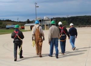 Workers undergoing a training for the natural gas industry at a community college in Fayette County, Pa. 