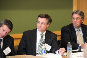 DEP Secretary John Quigley, center, says he wants to finish the state's Clean Power Plan by 2016. 