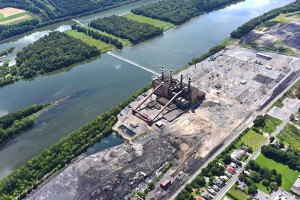 An aerial shot of the former Sunbury coal plant. A new natural gas powered plant will be constructed to replaces the shuttered facility.