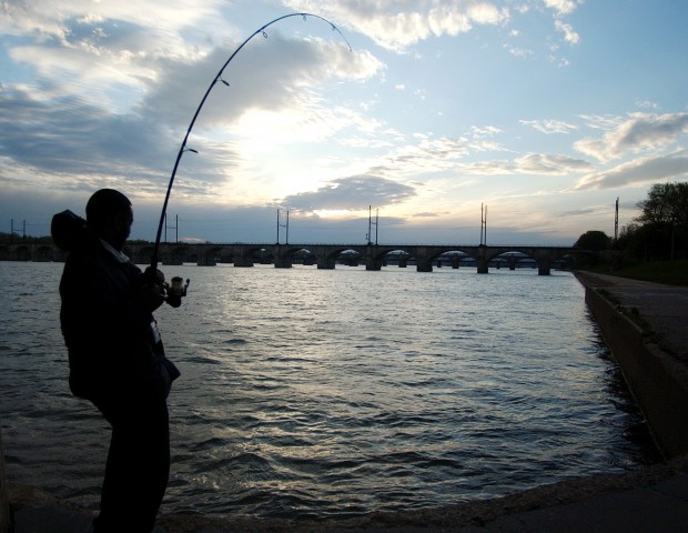 A fisherman along the banks of the Susquehanna River. Two senior state environmental officials say there is no link between gas drilling and problems with the river's smallmouth bass population.