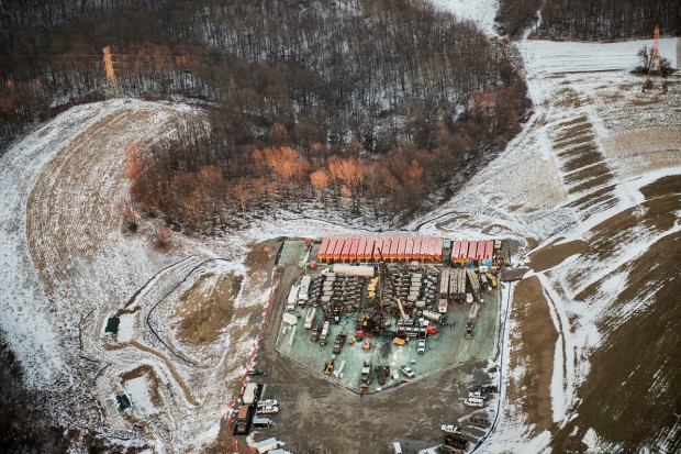 An unconventional drilling site is prepared in Butler County, Pennsylvania in the winter of 2014. 