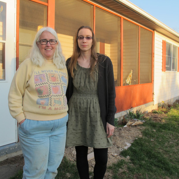Ellen Gerhart (L) with her daughter Elise Gerhart (R) in front of the family home in Huntingdon County. They are fighting eminent domain taking by Sunoco for the Mariner East 2 pipeline.