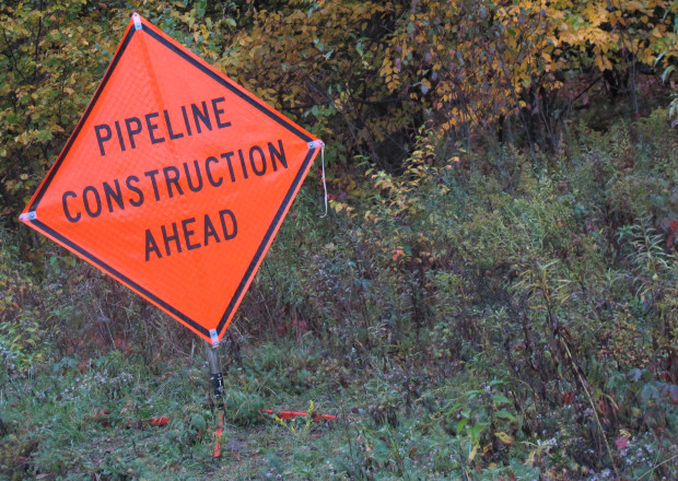 A sign indicates pipeline construction in Susquehanna County. Middletown Township Delaware County recently approved $ for a risk assessment of the Mariner East 2 pipeline.