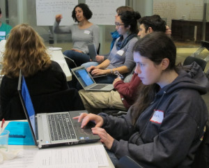A volunteer works to preserve scientific data during a Data Refuge hackathon at the University of Pennsylvania, January 14, 2017.
