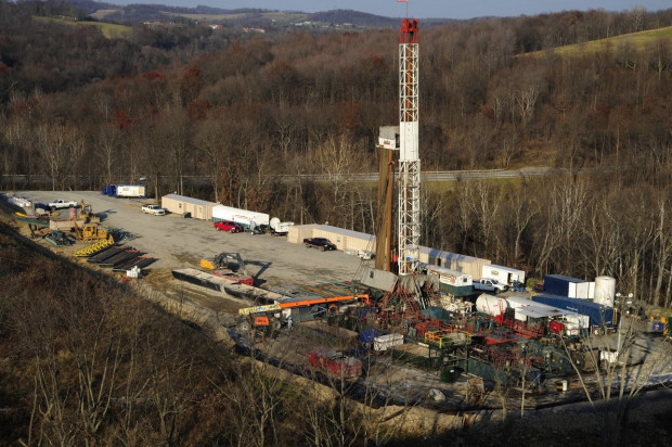 A natural gas drilling rig in Greene County, Pennsylvania.