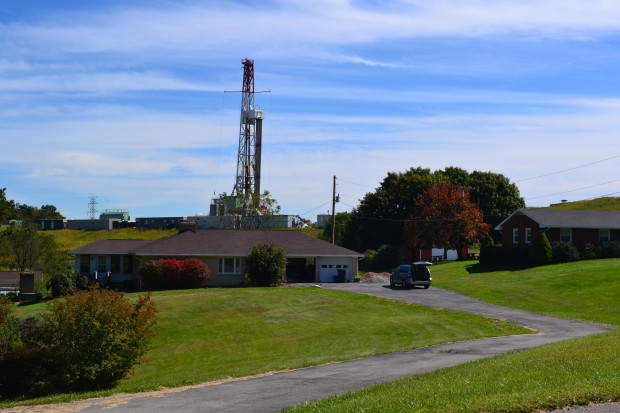 A natural gas well behind a house in southwestern Pennsylvania.