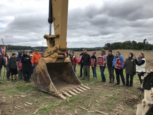 Protesters confront a construction crew for the Atlantic Sunrise pipeline in central Pennsylvania. A new PUC ruling may make it easier for communities to control pipeline development.