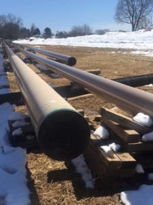 Pipelines for the Mariner East project are poised outside Bob Hoffman's home in Edgmont Township.